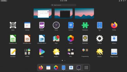 GNOME 40 screenshot of the app launcher