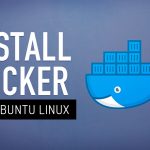 text that says install docker on Ubuntu with docker logo