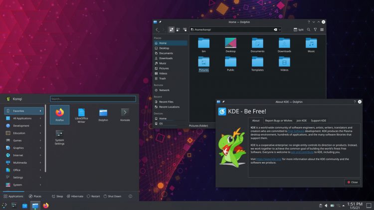 KDE Plasma 5.21 with the new Milky Way Wallpaper