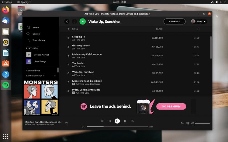 Приложение Spotify Snap на Ubuntu 20.04 LTS