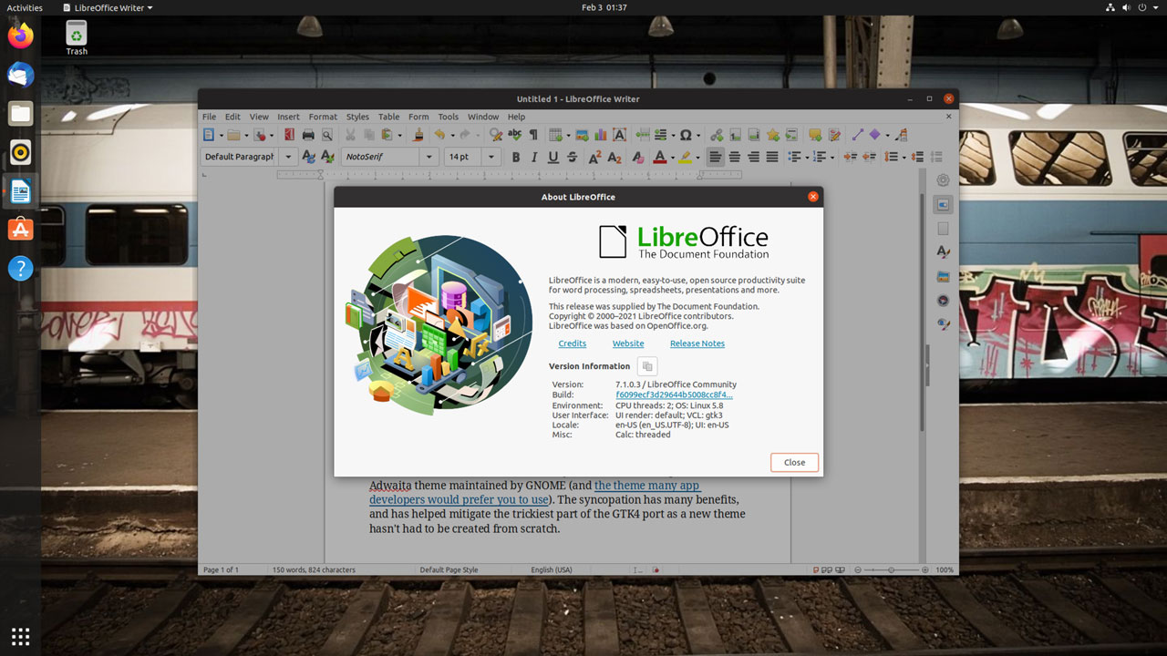 LibreOffice 7.1: About Dialog