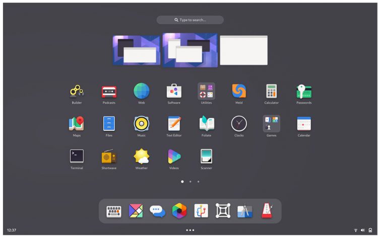 GNOME mockup: apps grid
