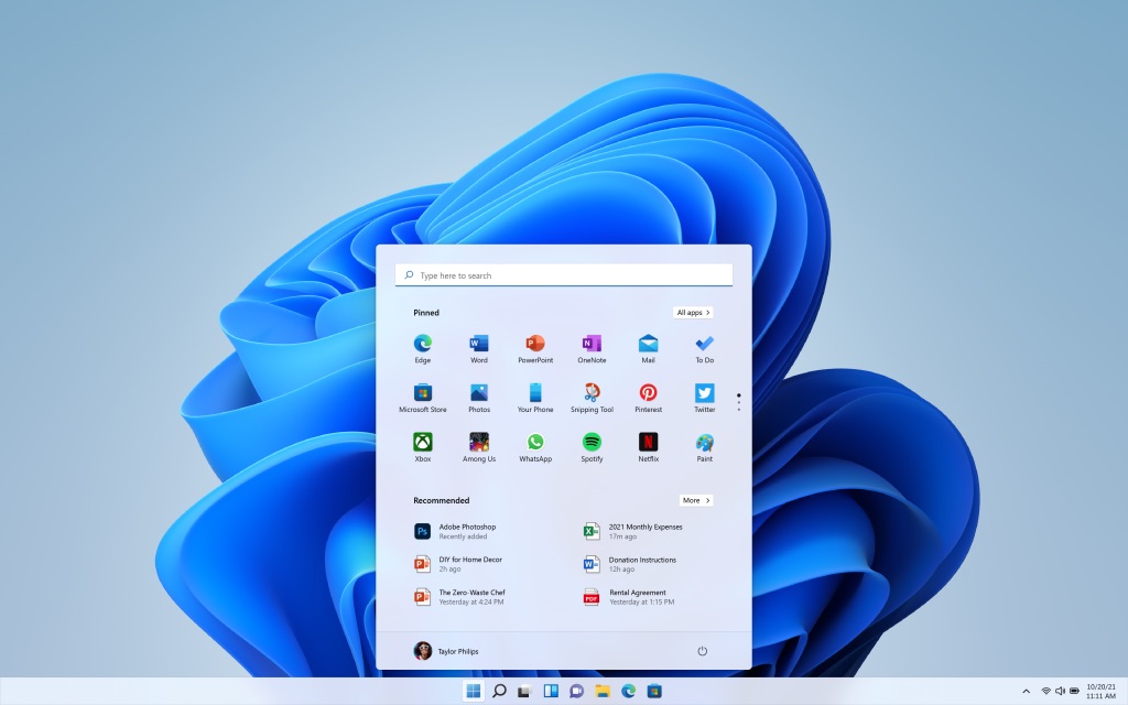 screenshot of the Windows 11 start menu