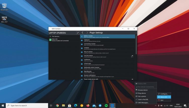 KDE Connect beta on Windows 10