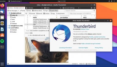 a screenshot of thunderbird 91 on ubuntu 20.04 LTS