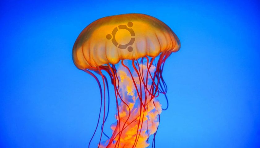 a jammy jellyfish with ubuntu logo