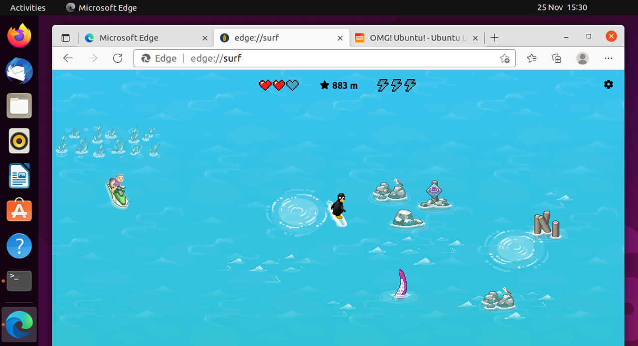 Microsoft Has a Surfing Version of the Google No Internet Dinosaur Game