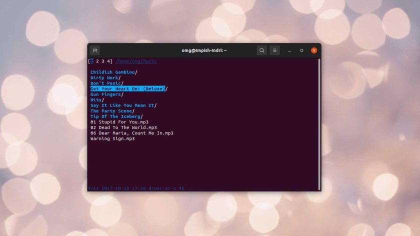 a screenshot of the nnn file manager on ubuntu 21.10