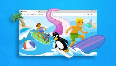 edge surf game with tux penguin