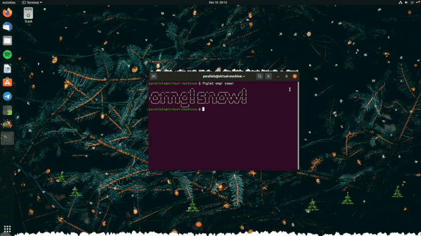 a gif of xSnow falling snow on the ubuntu desktop
