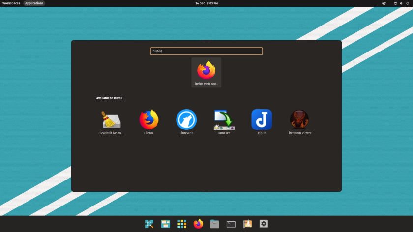 a screenshot of pop os 21.10's new app library