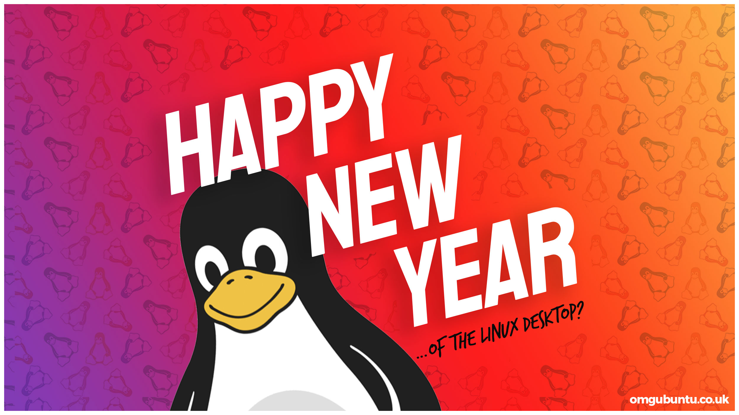 happy new year with linux mascot
