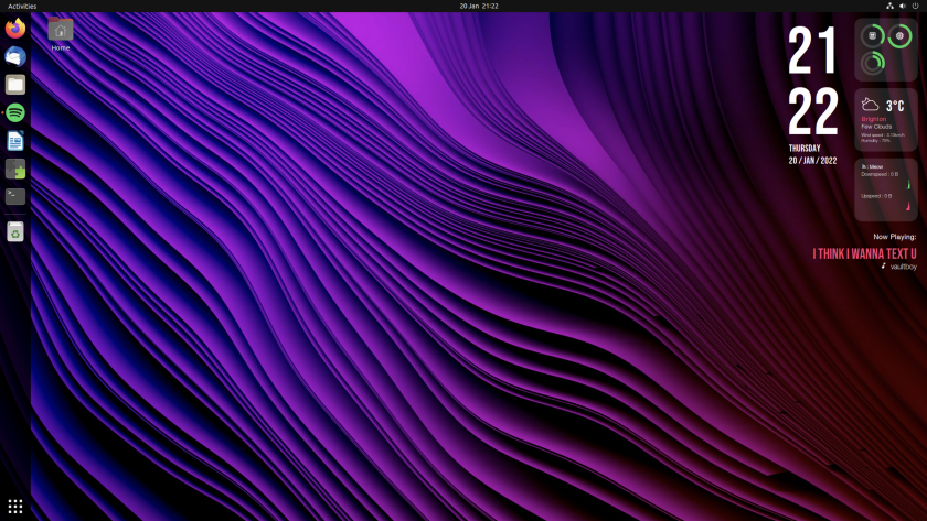 екранна снимка на моя работен плот с ubuntu 21.10