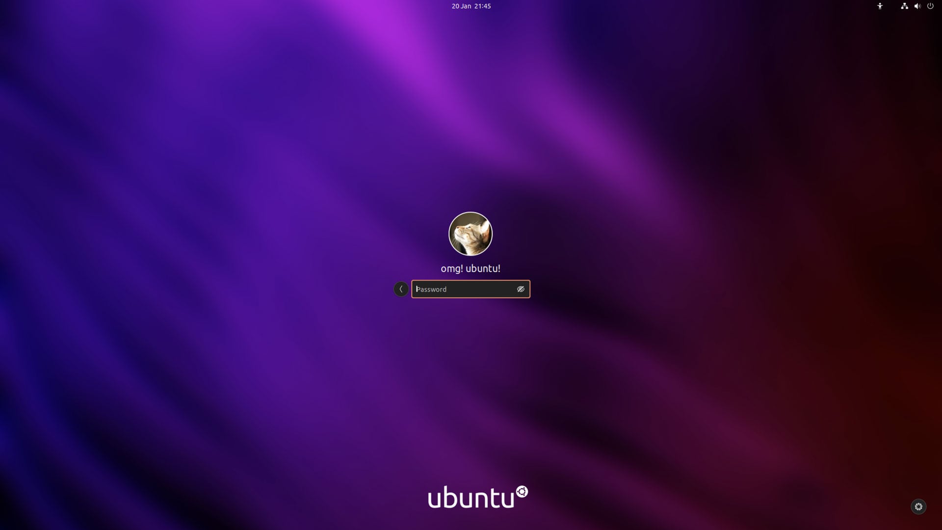 a screenshot of the ubuntu login screen (GDM) using another custom image