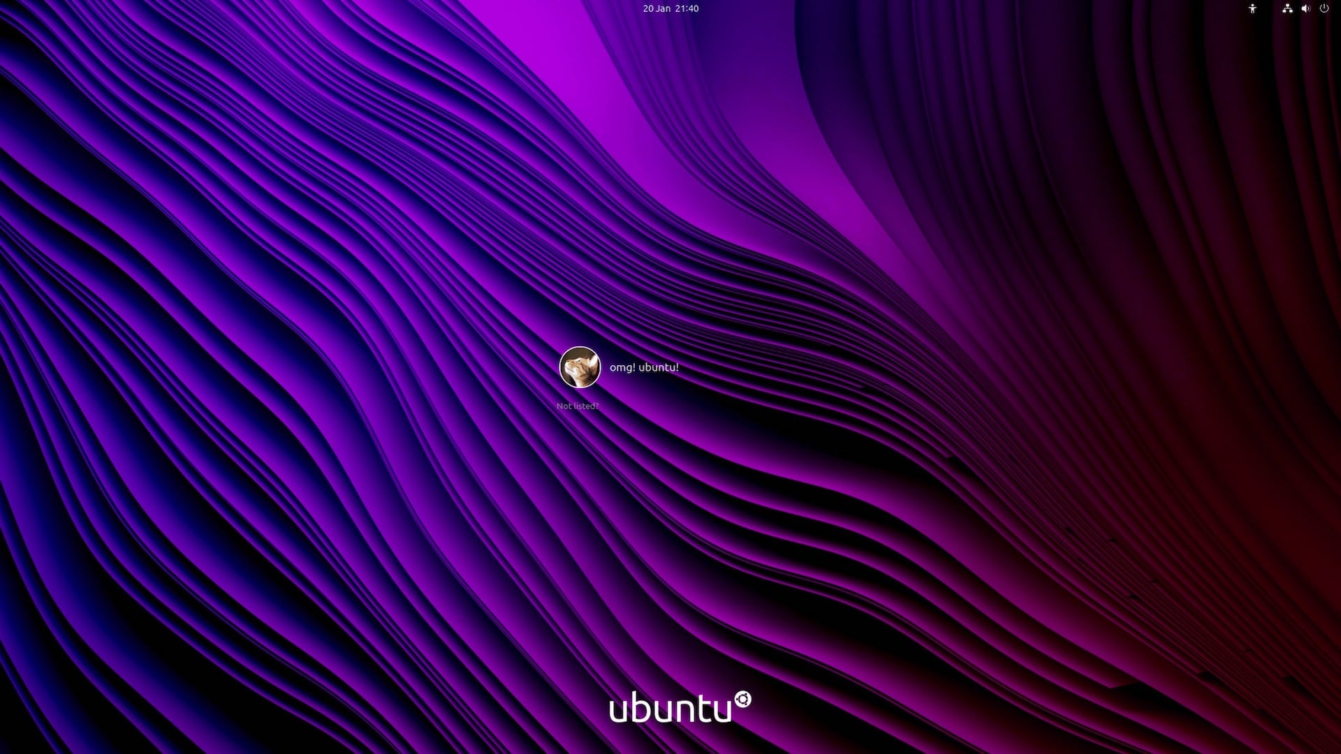 a screenshot of the ubuntu login screen (GDM) using a custom image