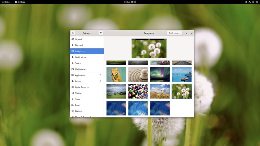 a screenshot showing the background options in GNOME 41