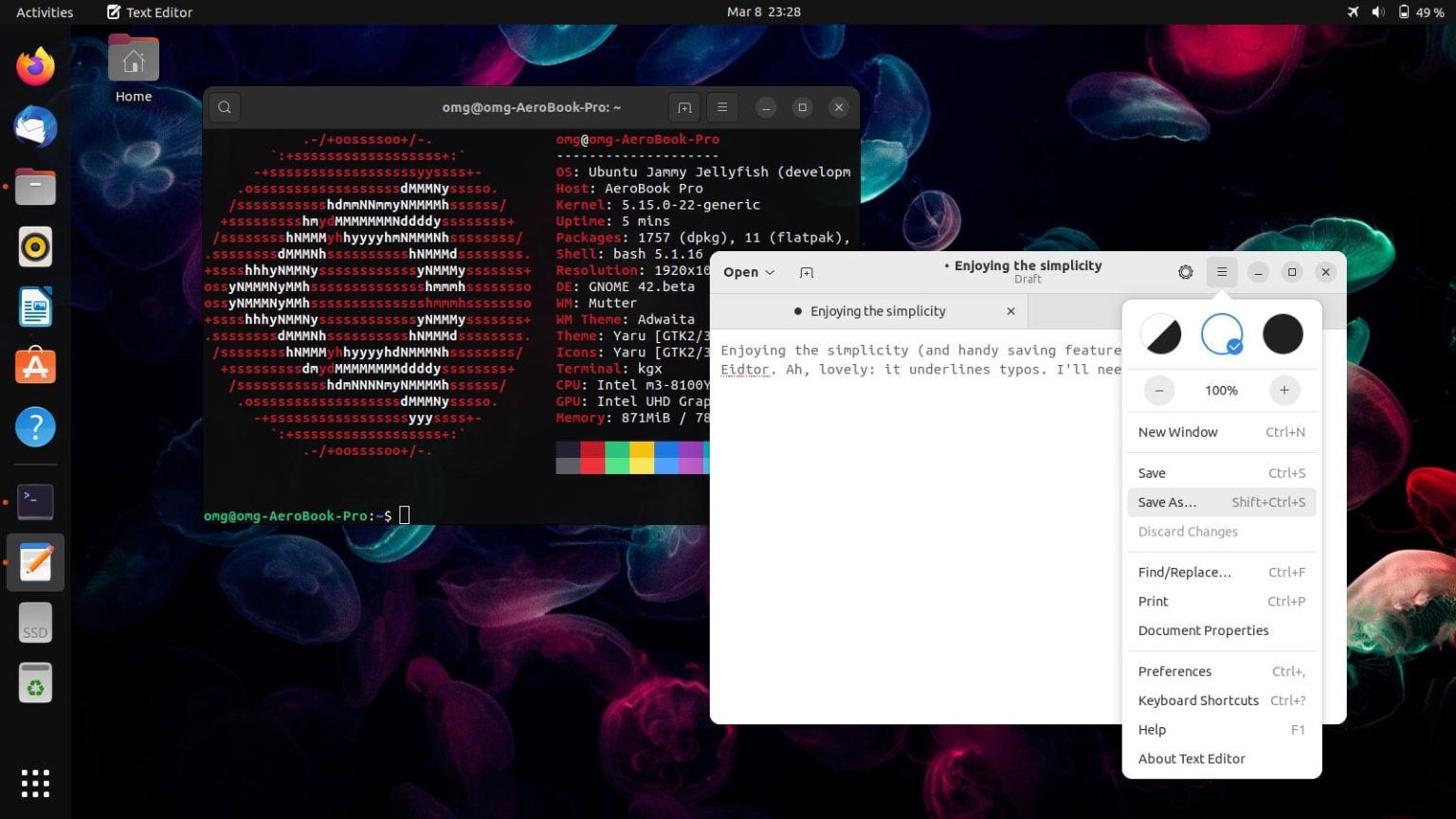 Picture from OMG! Ubuntu! (side by side with the new text editor)