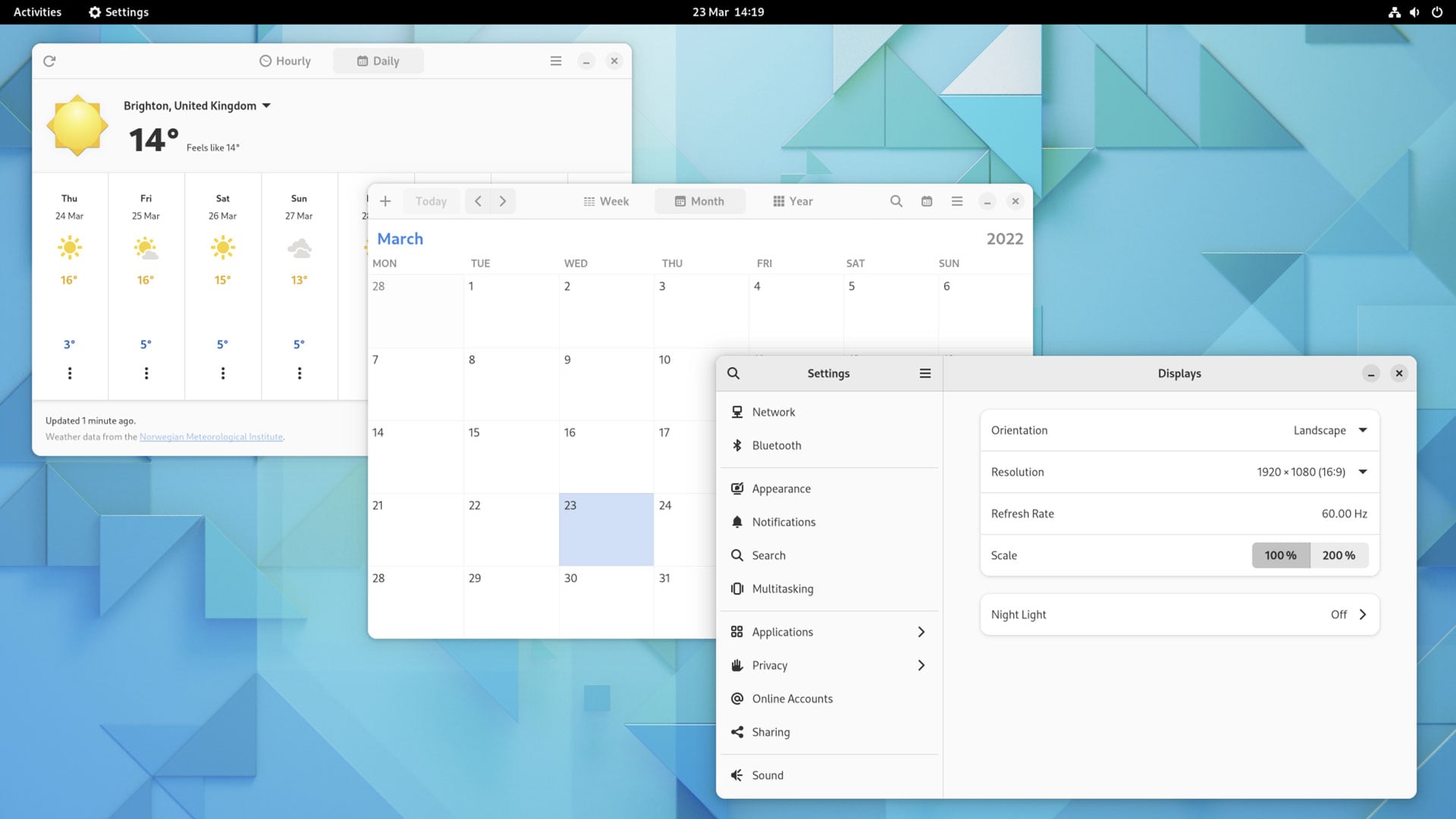 A screenshot of apps in GNOME 42
