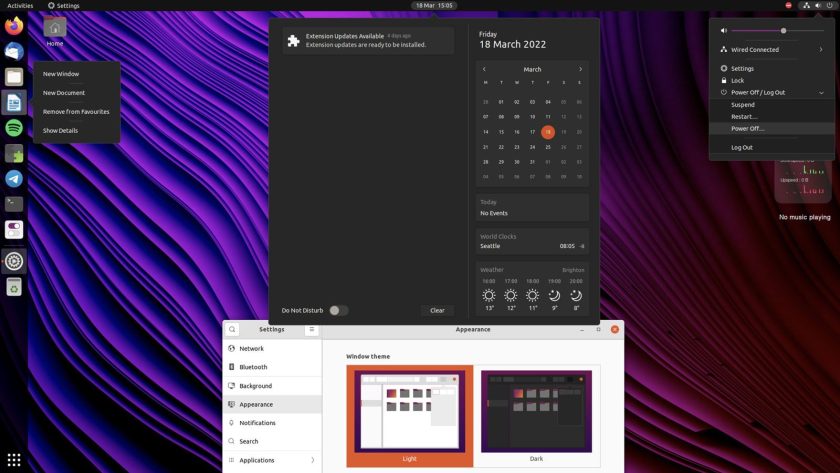 screenshot of ubuntu 21.10