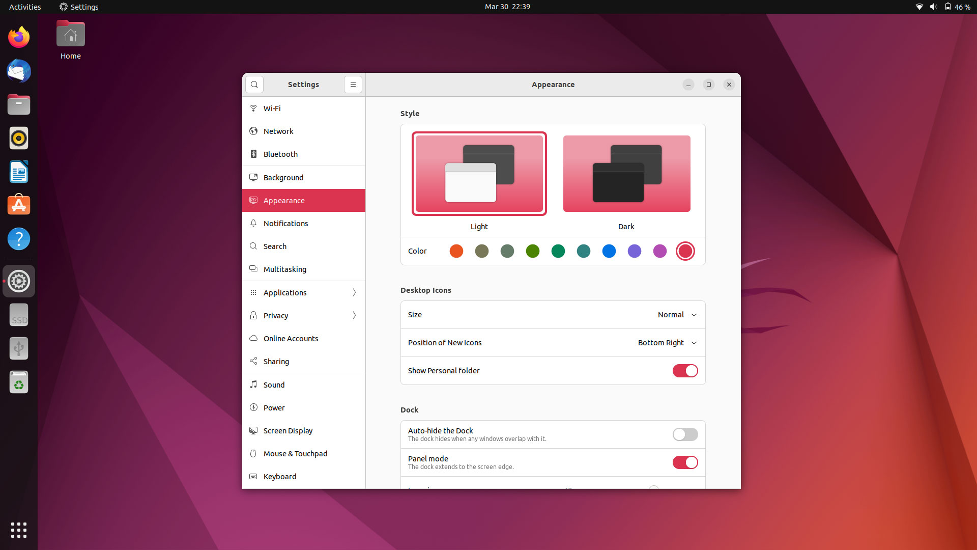 Ubuntu 22.04 beta: accent colors