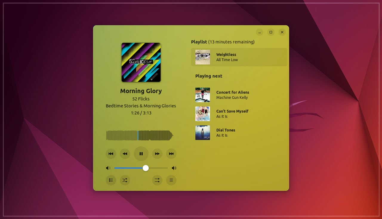 a screenshot of the amberol GTK4 music app