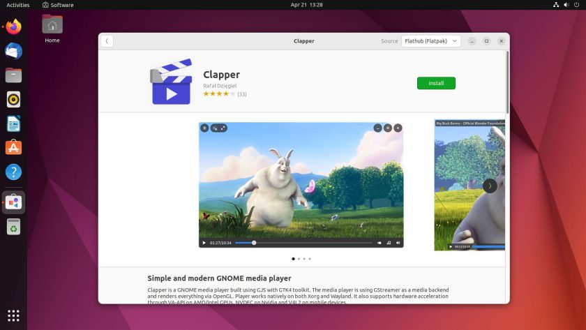 ubuntu 22.04 screenshot showing flatpak apps