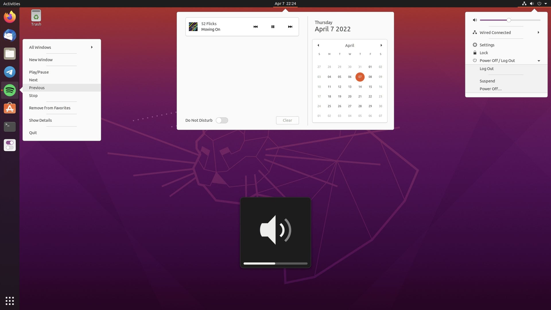 screenshot of gnome shell in ubuntu 20.04