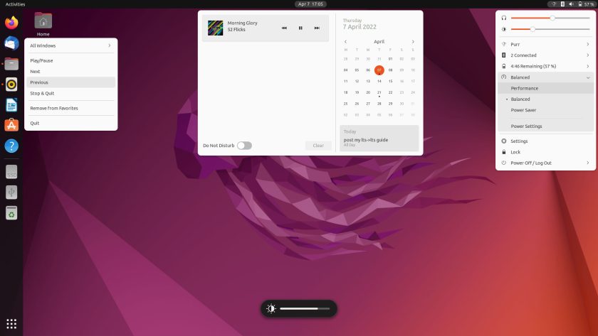 screenshot of gnome shell in ubuntu 22.04