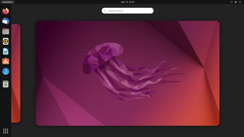 a screenshot of Ubuntu 22.04 workspace switcher