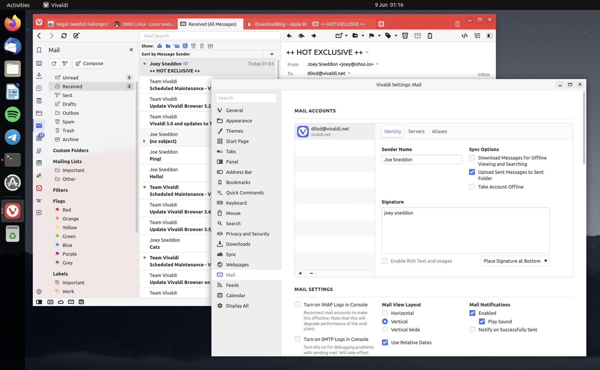 Vivaldi Mail 1.0 screenshot