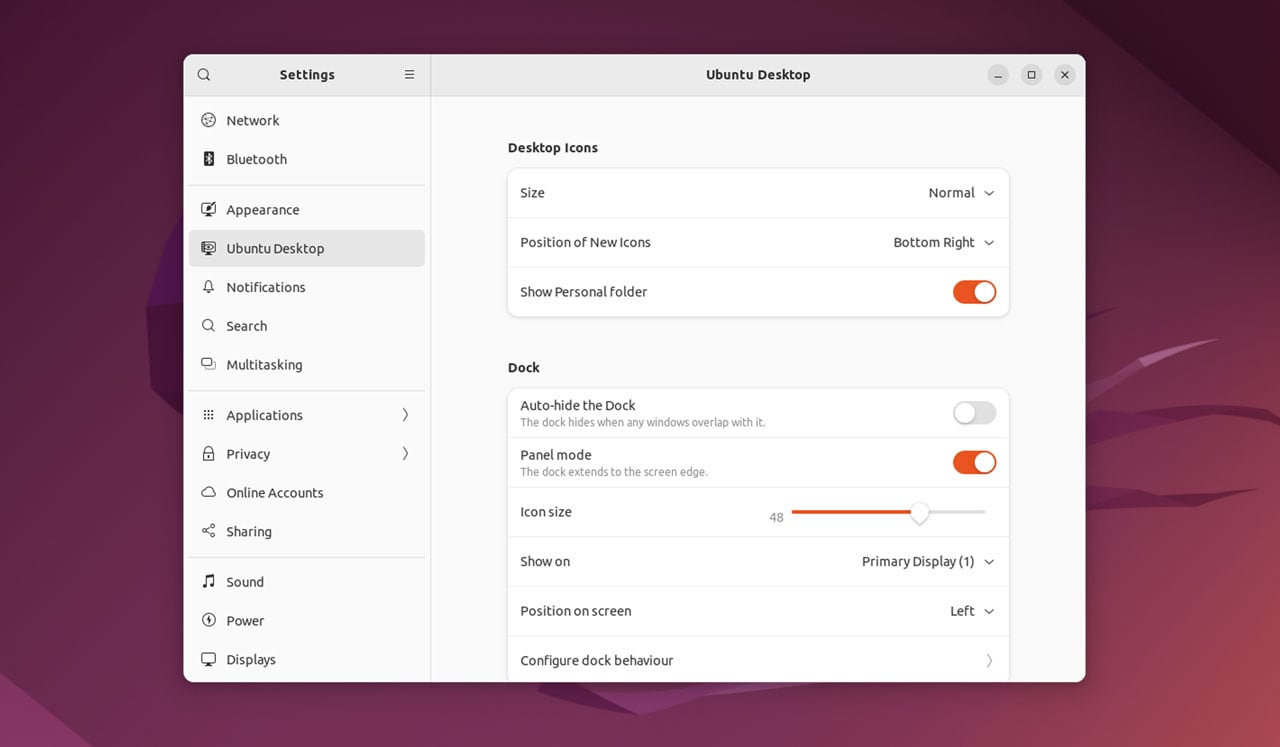 The new 'Ubuntu Desktop' settings pane in ubuntu 22.10 daily builds