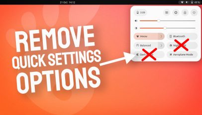 white text on an orange graduated background reading remove GNOME quick settings buttons