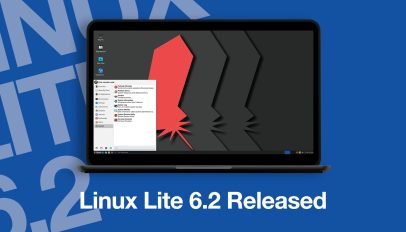Graphic showing a laptop and the text Linux Lite 6.2 Released