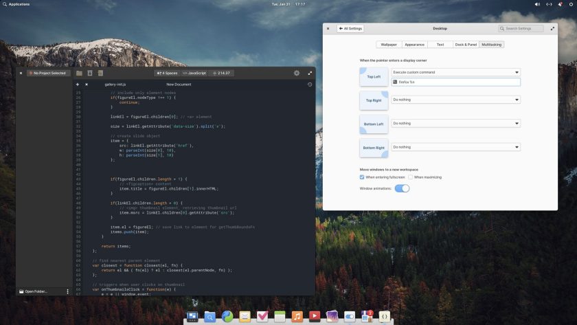 Code in action on elementary OS 7