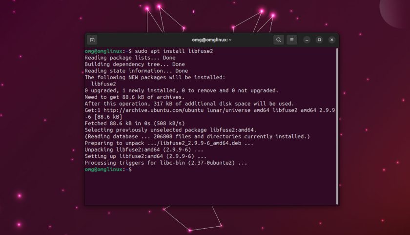 installing libfuse2 in Ubuntu 23.04 from the command-line