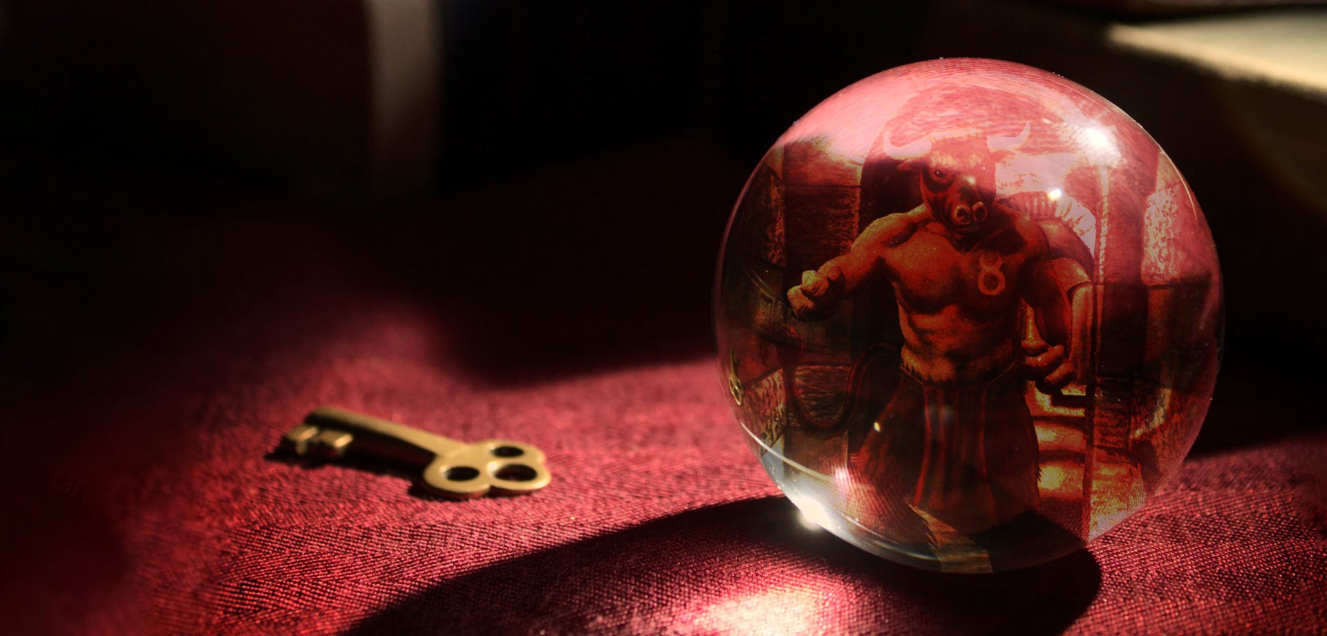 MANTIC MINOTAUR crystal ball with a minotaur in it