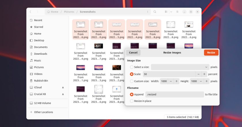 Resize images on the fly in Ubuntu