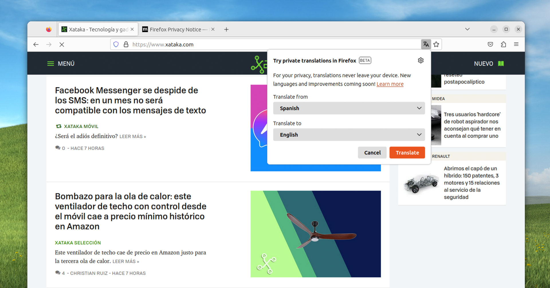 Firefox avoids the cloud for its privacy-friendly translation service