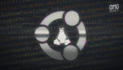 The Ubuntu logo with a Linux penguin inside, glitchy old tv effect