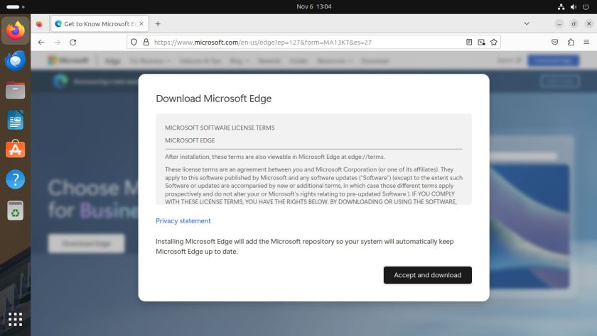 a screenshot of Microsoft Edge license terms