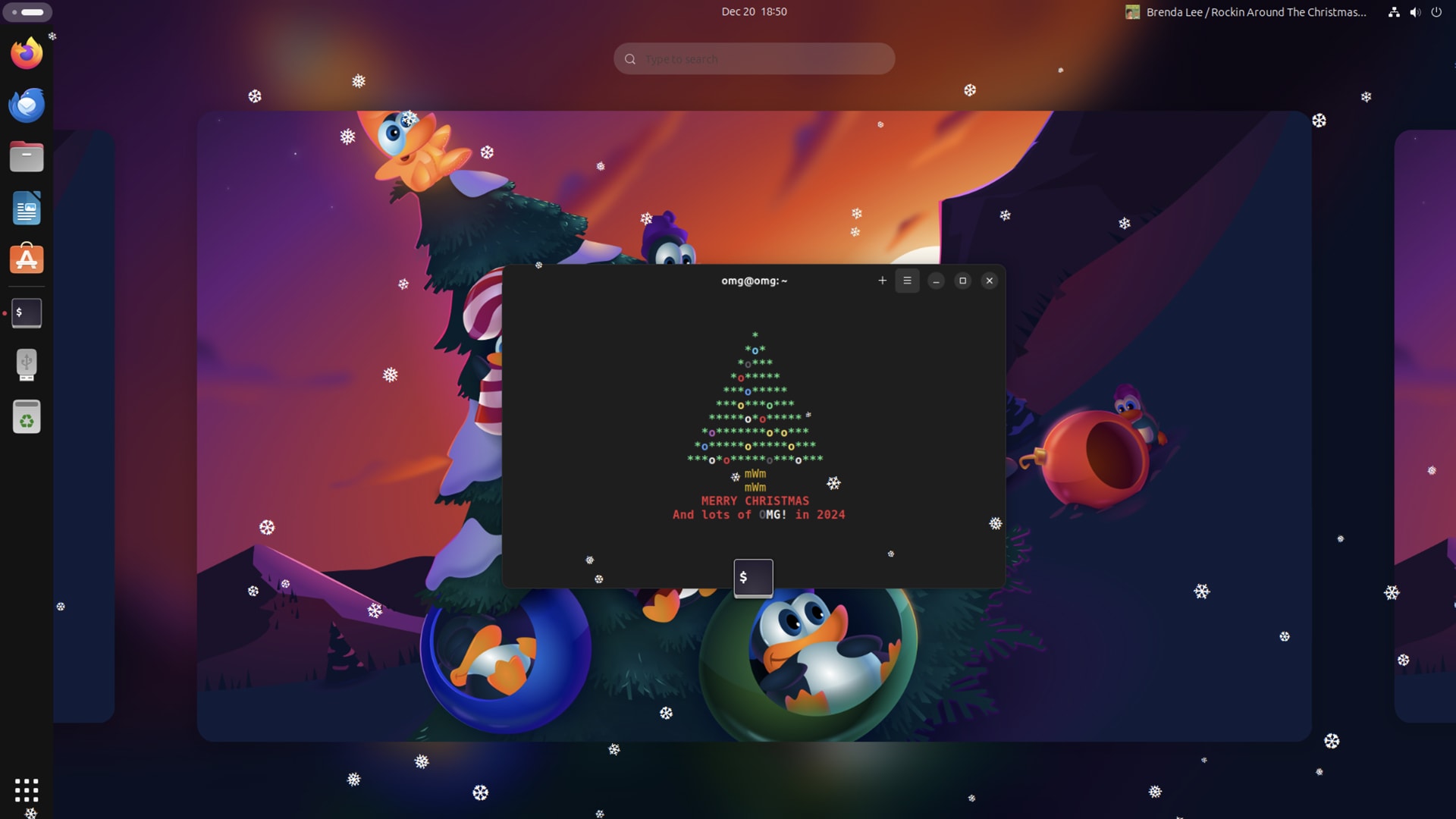 Snow falling on Ubuntu desktop