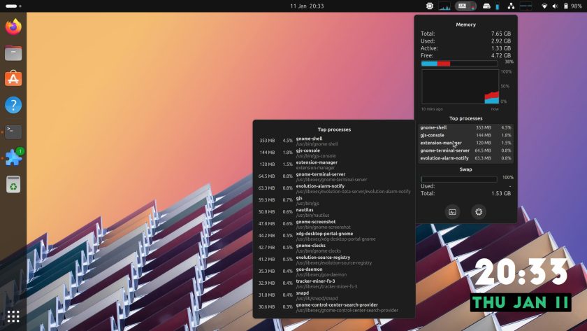 Astra Monitor GNOME shell extension