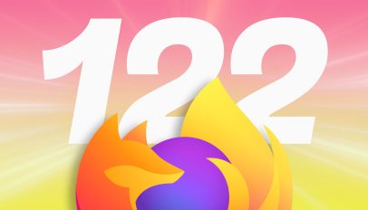 Mozilla Firefox logo with the version number 122 text behind