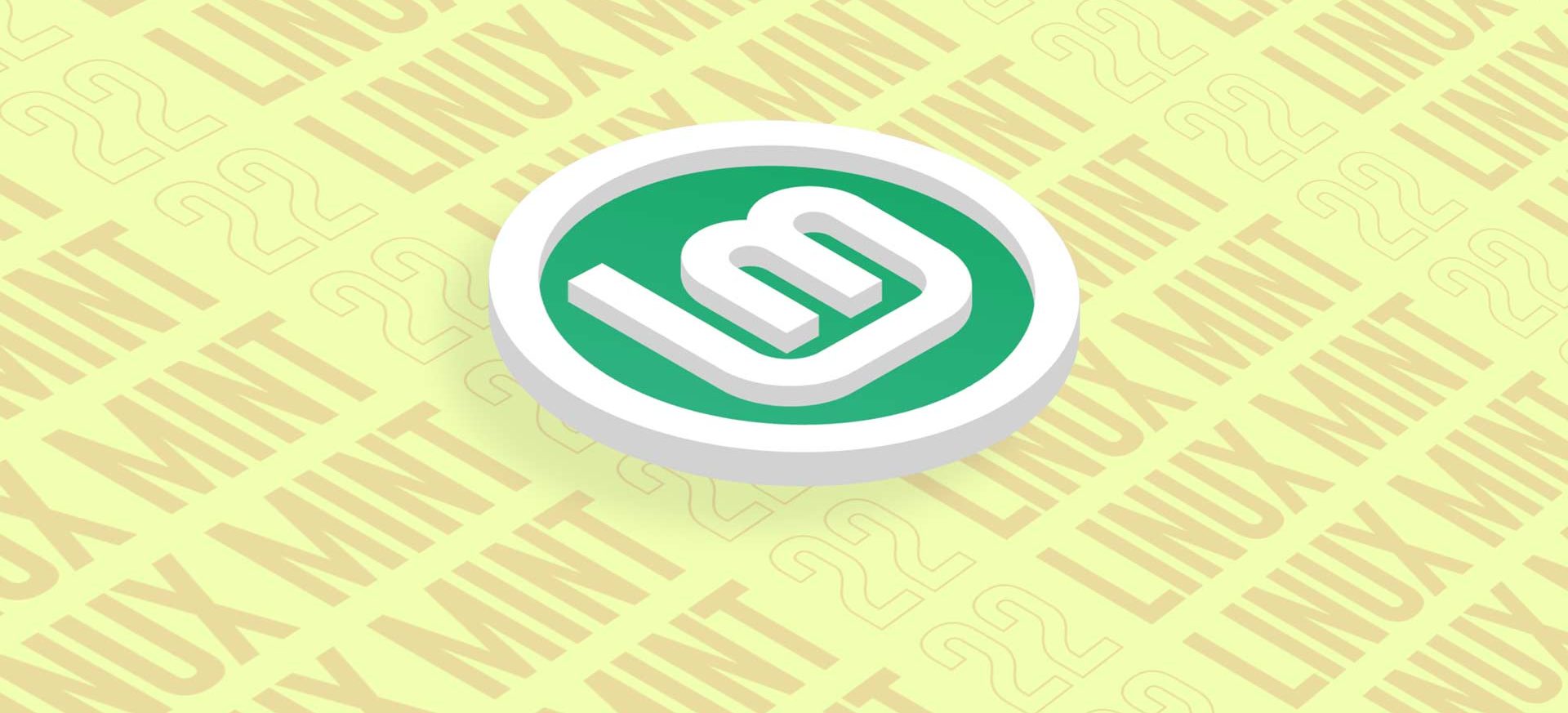 Linux Mint logo on yellow background with black text saying the distro name