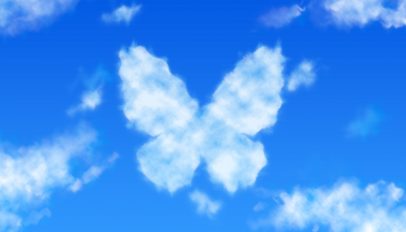 Bluesky butterfly logo rendered as clouds