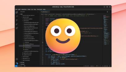 VScode in Ubuntu with a happy emoji face