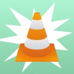 VLC media player traffic cone icon on a green background