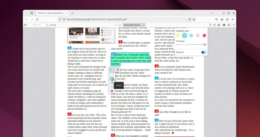 PDF highlighting in Mozilla Firefox
