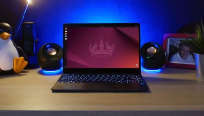 Laptop running Ubuntu 24.04 LTS on a desk