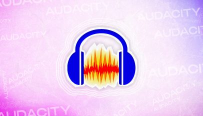 Audacity audio editor logo on a background